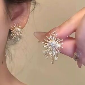 Gold Plated Firework 14k Simulated Diamond Earring